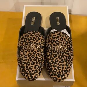 Michael Kors Tiffanie Flat Leopard Calf Hair Mule Sz 8.5 NIB